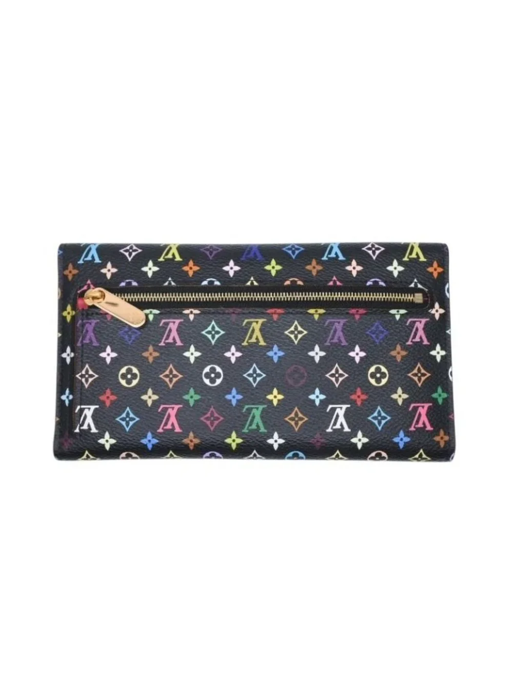 Louis Vuitton Portefeuille Trifold Wallet Grenat Multicolor Leather Gold